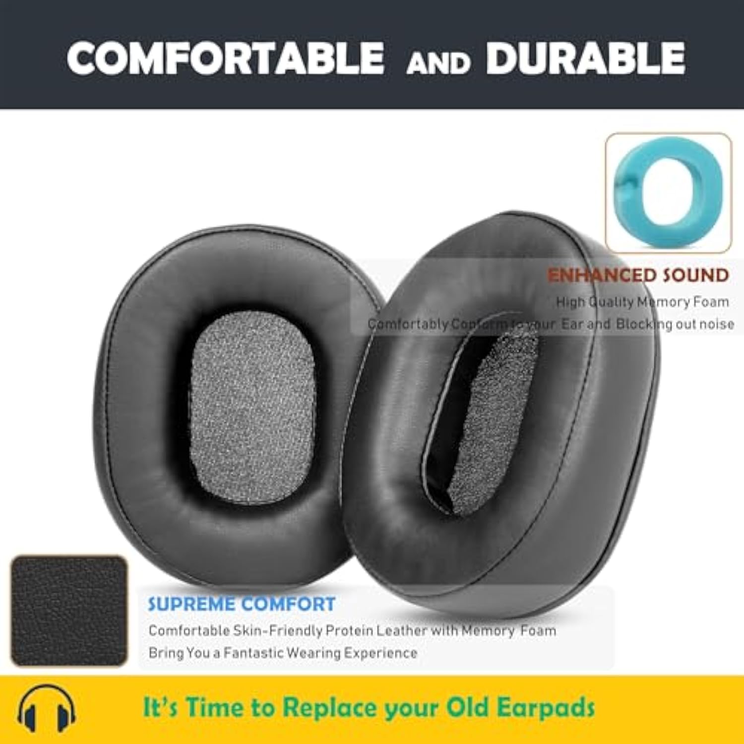 Replacement Earpads Cushion Compatible With David Clark H10-40 H10-13.4 H10-20 H10-30 H10-13S H10-76 H10-60 Dc Headsets Ear Pads With Softer Protein Leather/Memory Foam