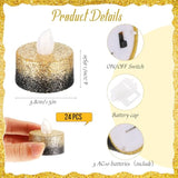24 Pcs Flameless Led Tea Lights Gold Black Glitter Flickering Fake Led Candles Tealights Battery Operated Romantic Anniversary Decorations Winter Decor For Valentines Wedding Christmas Party