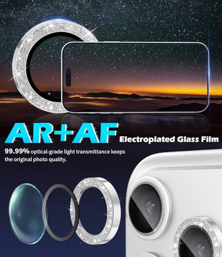 Camera Lens Protector for iPhone 17 Pro/iPhone 17 Pro Max, AR+AF Tempered Glass & 9H Hardness Shatterproof, HD Clear Metal Sparkle Lens Cover with