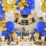 2026 New Year Balloon Arch Kit with Blue, Gold, White, and Confetti Balloons