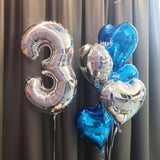 10pcs Silver & Blue Heart Foil Balloons – 18in for Birthday, Anniversary  More