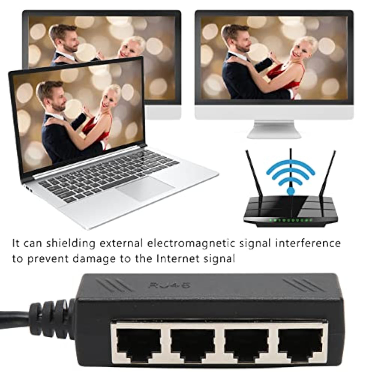 Rj45 Ethernet Splitter Cable, 8 Pin Rj45 1 Male To 4 X Female Port Lan Etherne