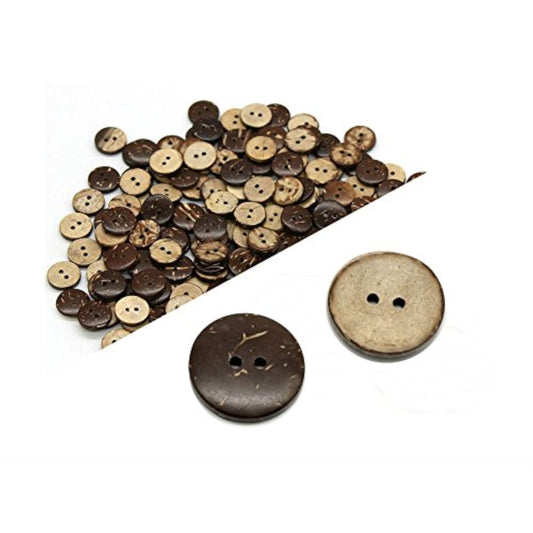 100 Pieces Natural Coconut Shell Two-Holes Buttons Sewing Accessories