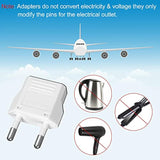 6 Pack Us To Europe Plug Adapter - Type C European Travel Adapter, Wall Plug Power Converter For Europe (White)