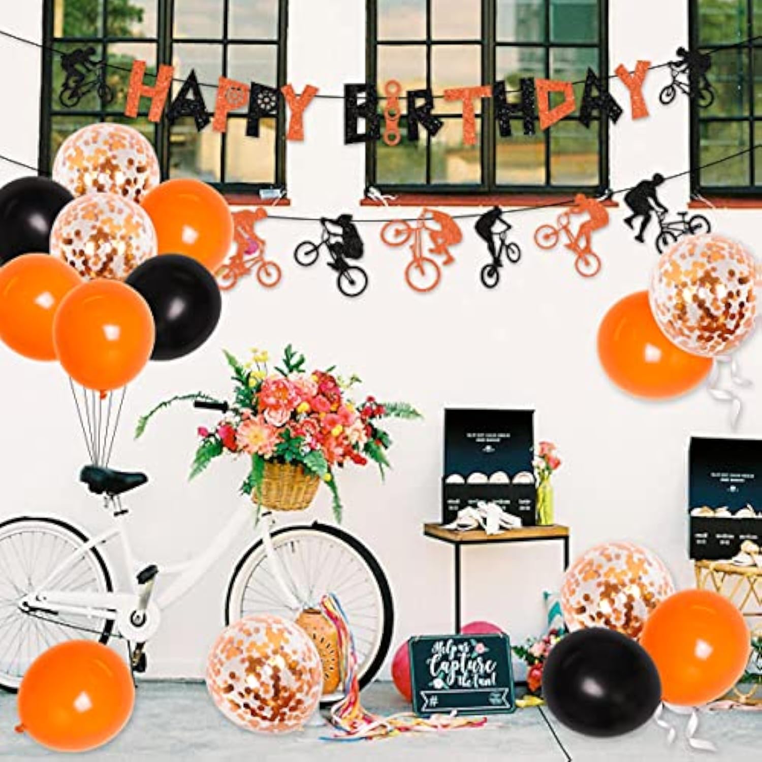 Bike Birthday Party Decorations Orange And Black Bicycle Motocross Par