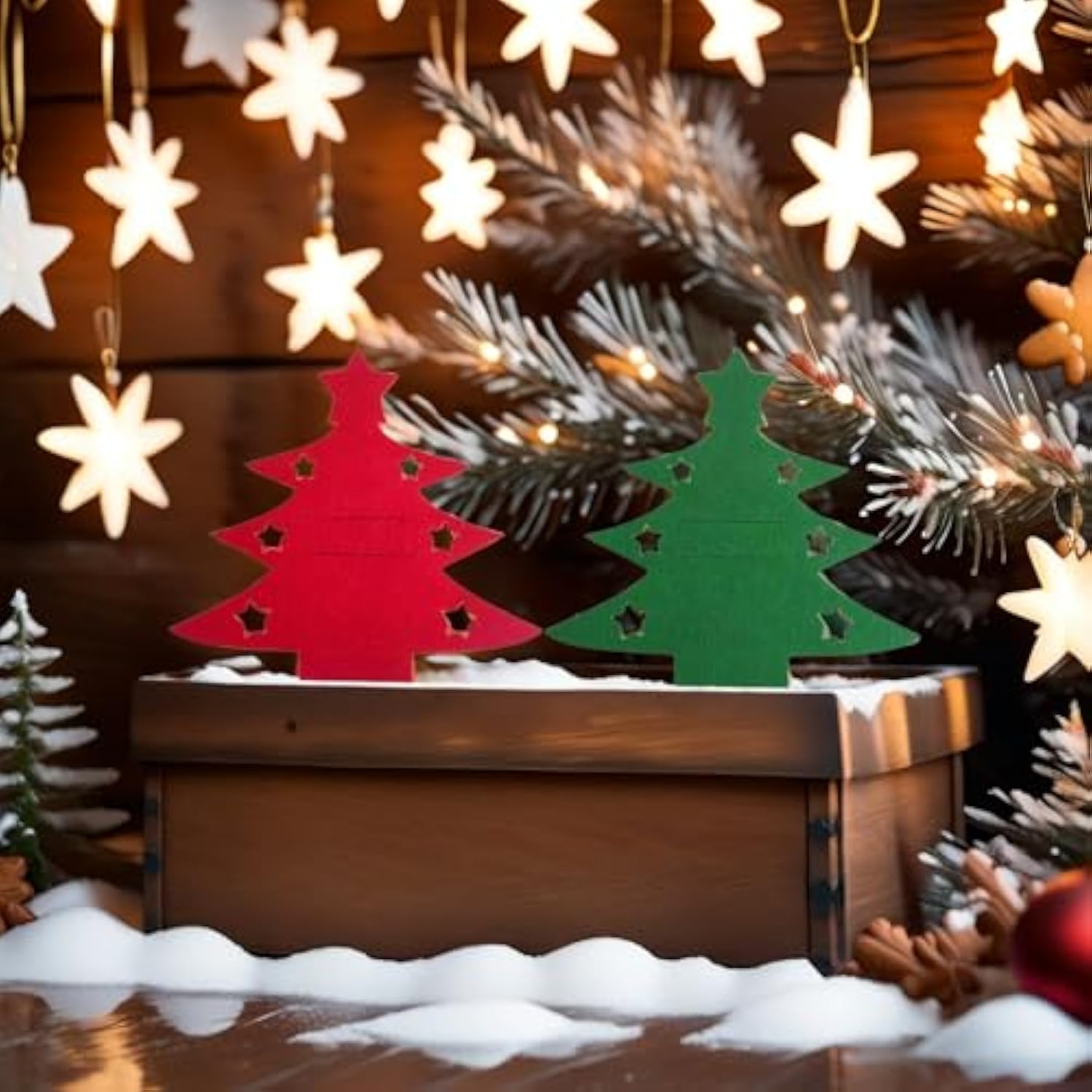 Festive Christmas Tree Cutlery Set Advent Calendar 2025-12Pcs Christmas Table Decor,6 Red 6 Green Xmas Tree Tableware Holder- Party Christmas Utensil Holder