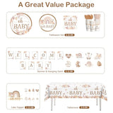 138PCS Boho Baby Shower Tableware Set – Plates, Napkins, Banner for 20 Guests