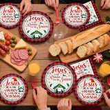 Christmas Nativity Party Decorations - 96 Pcs Jesus Is The Reason For The Season Paper Plates Napkins Forks Tableware Set Disposable Happy Birthday Religious Xmas Decor Supplies Serve 24