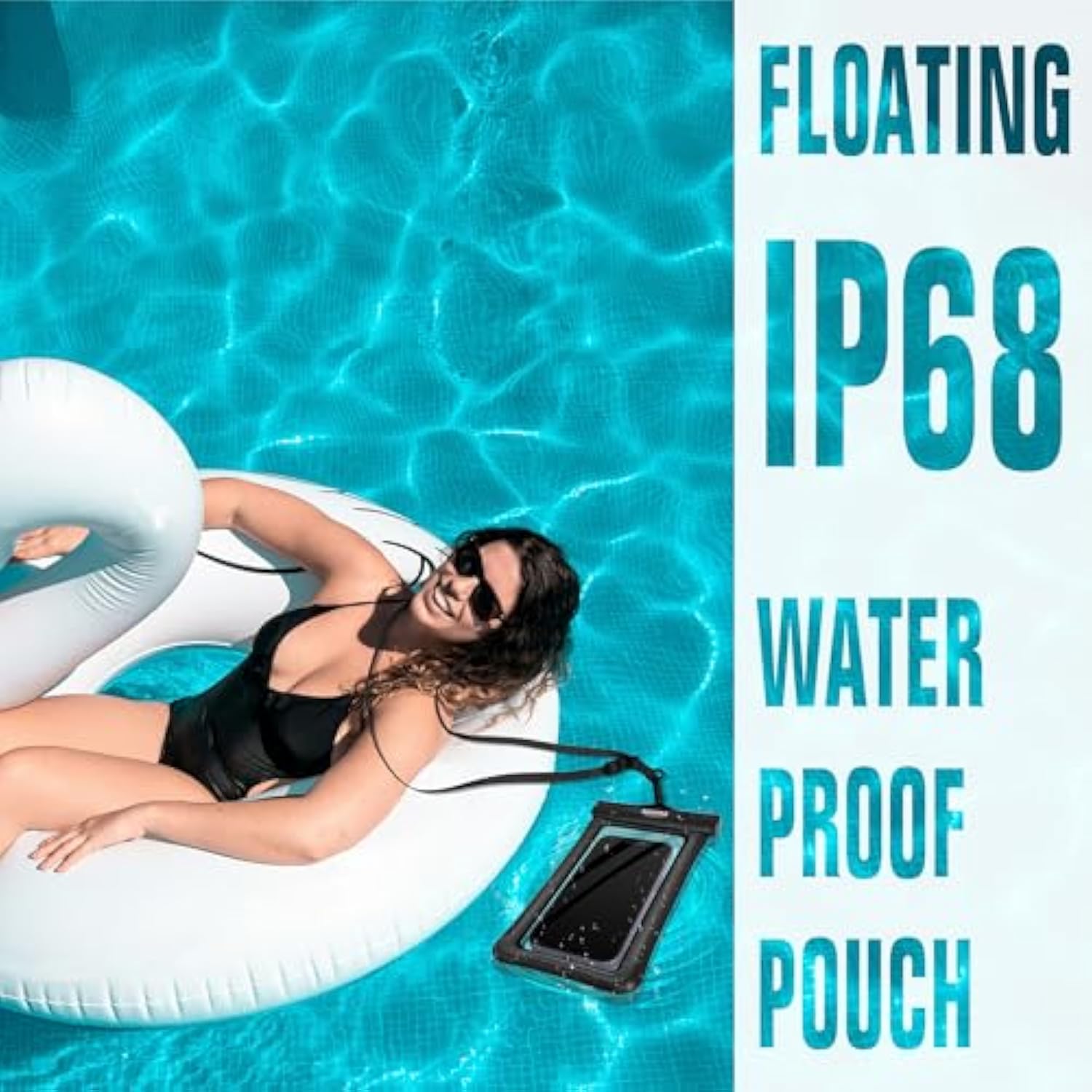 Ipx8 Floating Waterproof Phone Pouch 2 Pack-Up To 8.0"?Floating Phone Case For Iphone Andriod, Dry Bags For Vacation Beach Pool Kayak Cruise Travel Essentials (Black White 2 Pack)