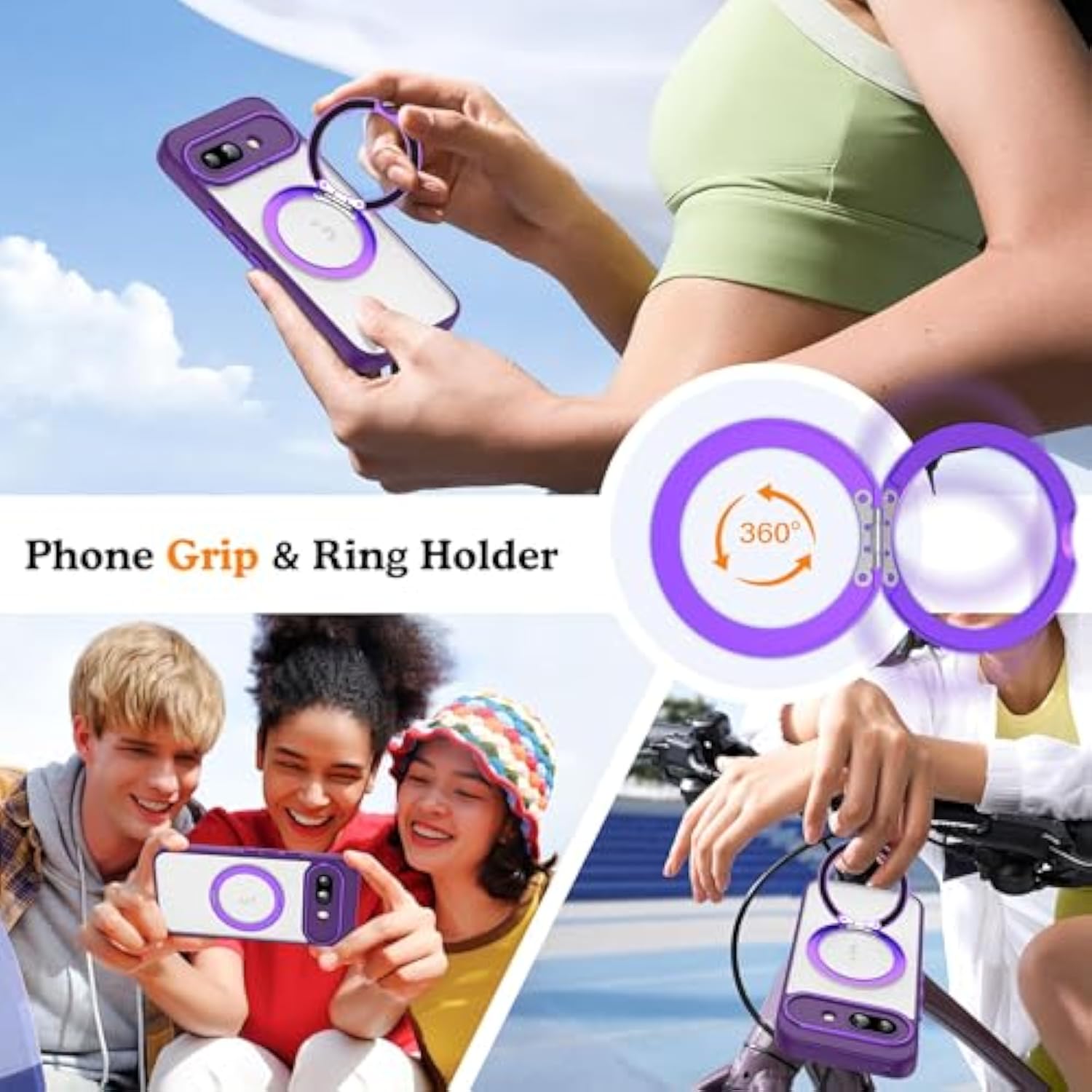 Compatible With Google Pixel 10 Case & 10 Pro Case With 360° Magnetic Ring Stand [Compatible With Mag-Safe ] Shockproof Phone Case For Google Pixel 10 & 10 Pro 6.3'',Purple