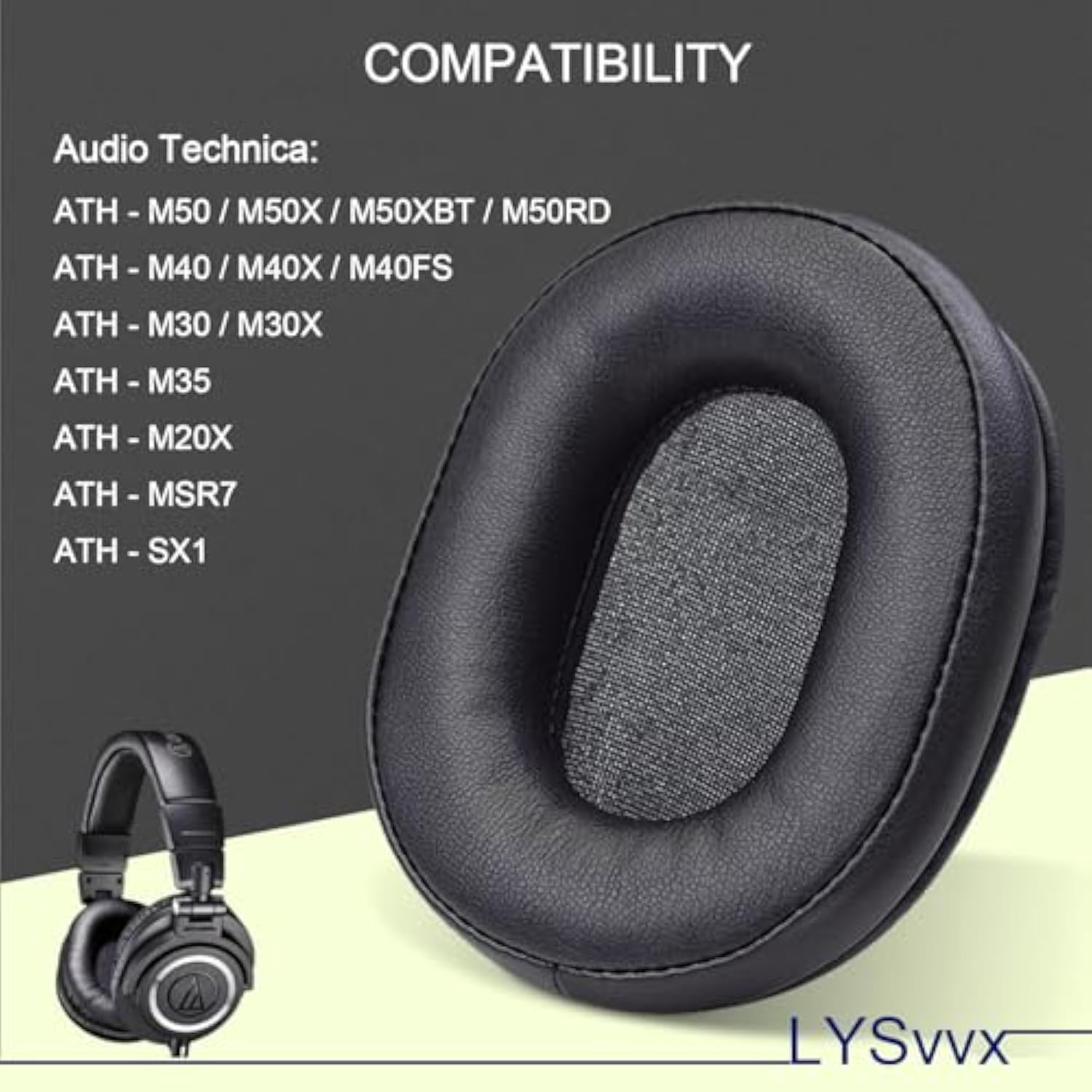 Ath-M50X Ear Pads - Replacement Earpads For Audio Technica Ath M50Xbt M50Rd M40X M30X M20X Msr7 Sx1 Headphones(Black)