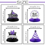 Happy 14th Birthday Decorations,14th Birthday Purple Glitter Shiny Stand Honeycomb Table Centerpieces - Cheers to Fourteen Years Old Birthday Party Photoprop Gift Sign.