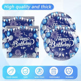 41Pcs Blue Birthday Decorations,Happy Birthday Party Tableware Set Navy Blue Silver Happy Birthday Paper Plates Napkins Tablecloth?birthday Decorations For Men Boys,Serve 20