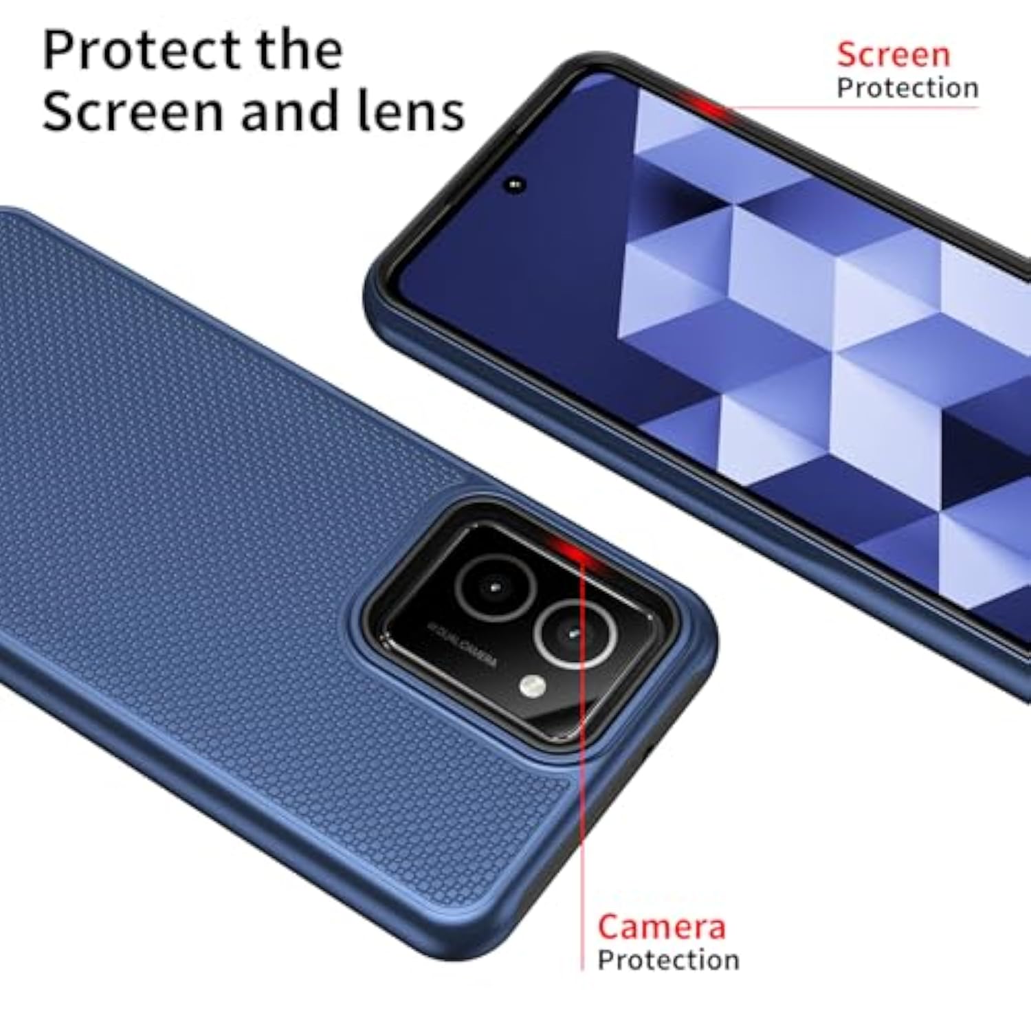 HMD Vibe N159V Phone Case with Tempered Glass Dual Layer Shockproof Blue
