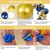 146Pcs Navy Blue And Gold Balloon Garland Arch Kit, Royal Blue White M