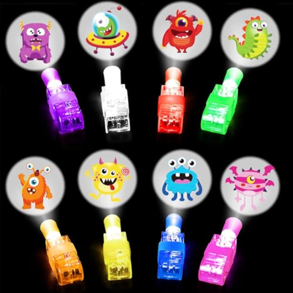 32Pcs Finger Lights Monster Party Favors Decorations, Glow In The Dark Light Up Party Supplies Monster Toys Gifts Bulk For Kids 3 4 5 8 Boys Girls Birthday Goodie Bags Stuffers Classroom Prizes