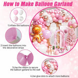 Pink Christmas Balloon Arch Kit, Pearl White Rose Gold Xmas Decorations