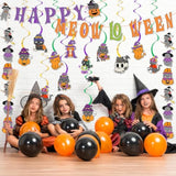 Halloween Party Decorations Little Cats "Happy Meow-Loween" Banner & Hanging Swirls