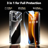 Not Yellowing For Iphone 16 Pro Case Clear, 360° Protection With 2X Screen Protector + 2X Camera Lens Protector, Military Grade Shockproof Phone Case Slim Cover For Iphone 16 Pro, Clear