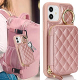 For Iphone 12 Case Wallet With Card Holder,For Iphone 12 Pro Phone Case Wallet With Zipper With Slot Kickstand Stand Case For Women And Man 5G 6.1 Inch-Rose Gold