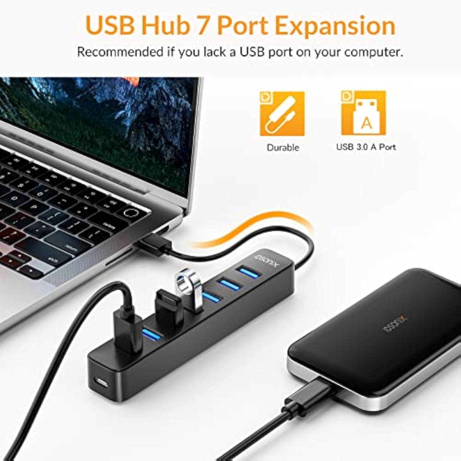 Idsonix Usb Hub 3.0, 7 Port Usb Hub, Usb Hub For Laptop, Imac, Surface Pro, Xp