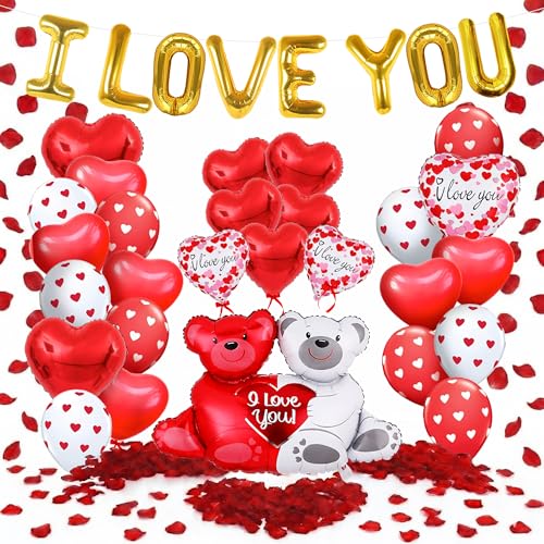 Teddy Bear I Love You Balloon Set, Pack of 55