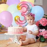 40" Rainbow Gradient Number 3 Balloon & Happy Birthday Banner 3rd Party Decor