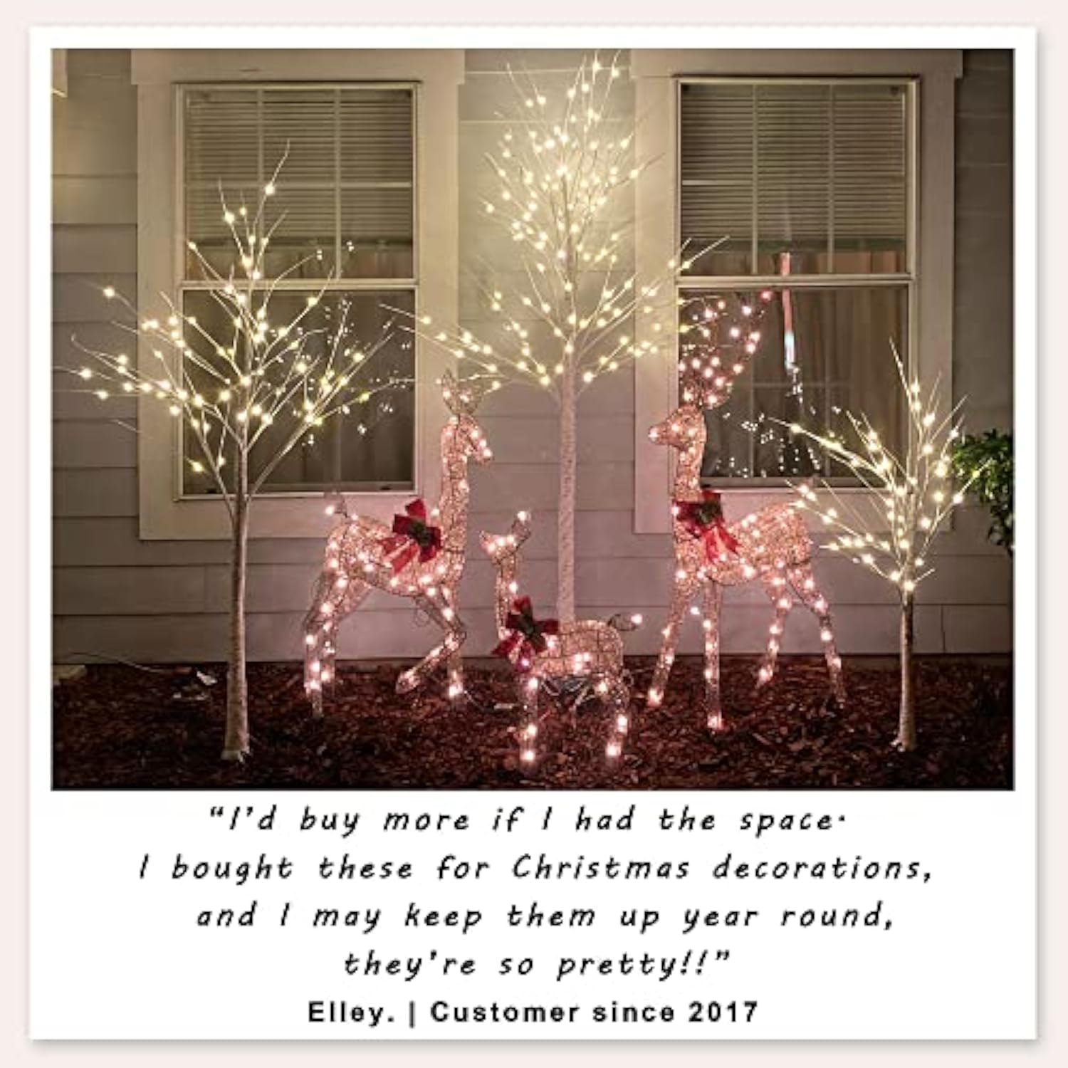 Set Of 3 Lighted Birch Tree 4Ft 6Ft And 8Ft Led Artificial Tree For Decoration Inside And Outside, Home Patio Wedding Festival Christmas Decor, Warm White