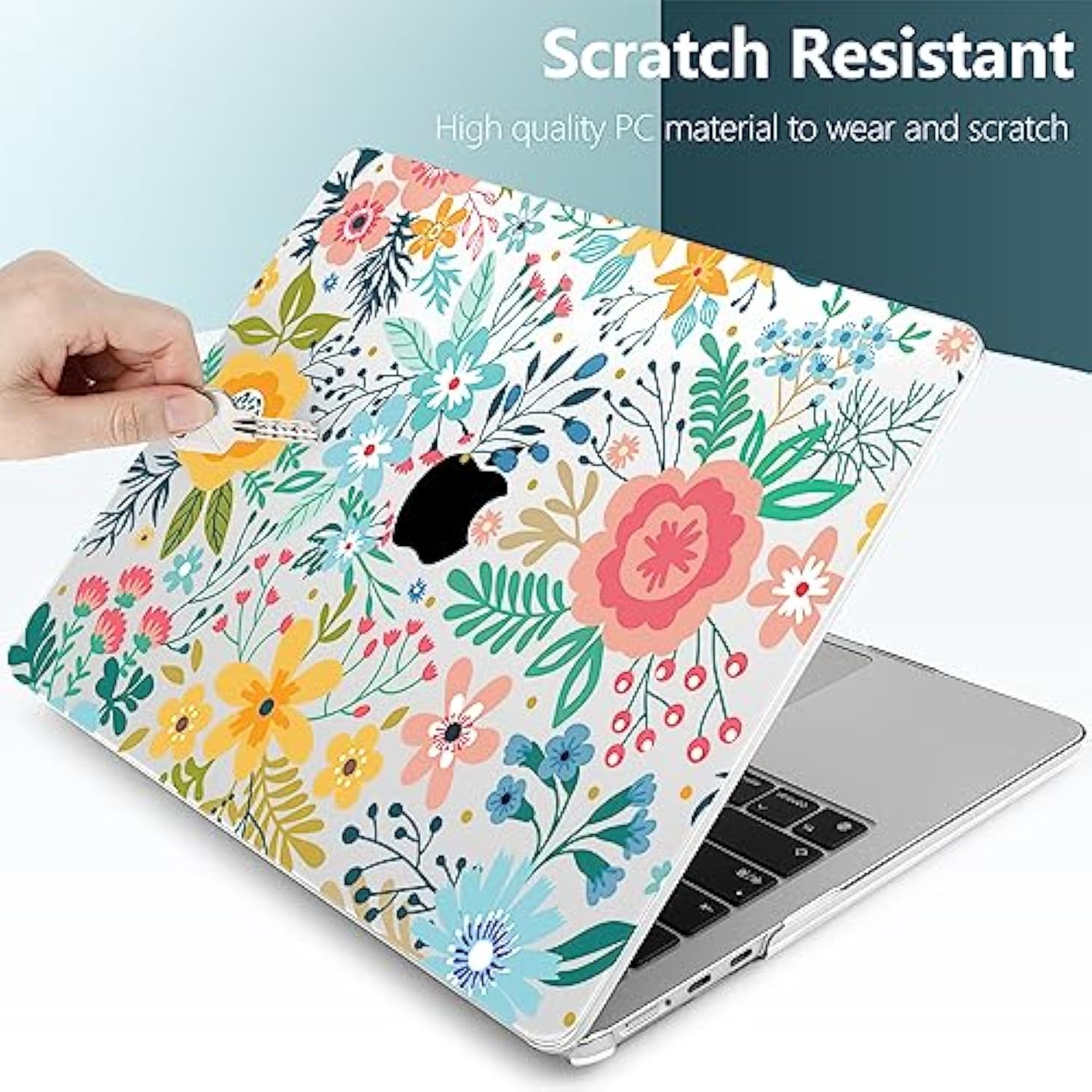 For M4 Macbook Air 13.6 Inch Case 2025-2022 Release M4 A3240 M3 A3113 M2 A2681, Plastic Hard Shell & Screen Protector & Keyboard Cover & Trackpad Film, Abstract Flower