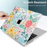 For M4 Macbook Air 13.6 Inch Case 2025-2022 Release M4 A3240 M3 A3113 M2 A2681, Plastic Hard Shell & Screen Protector & Keyboard Cover & Trackpad Film, Abstract Flower
