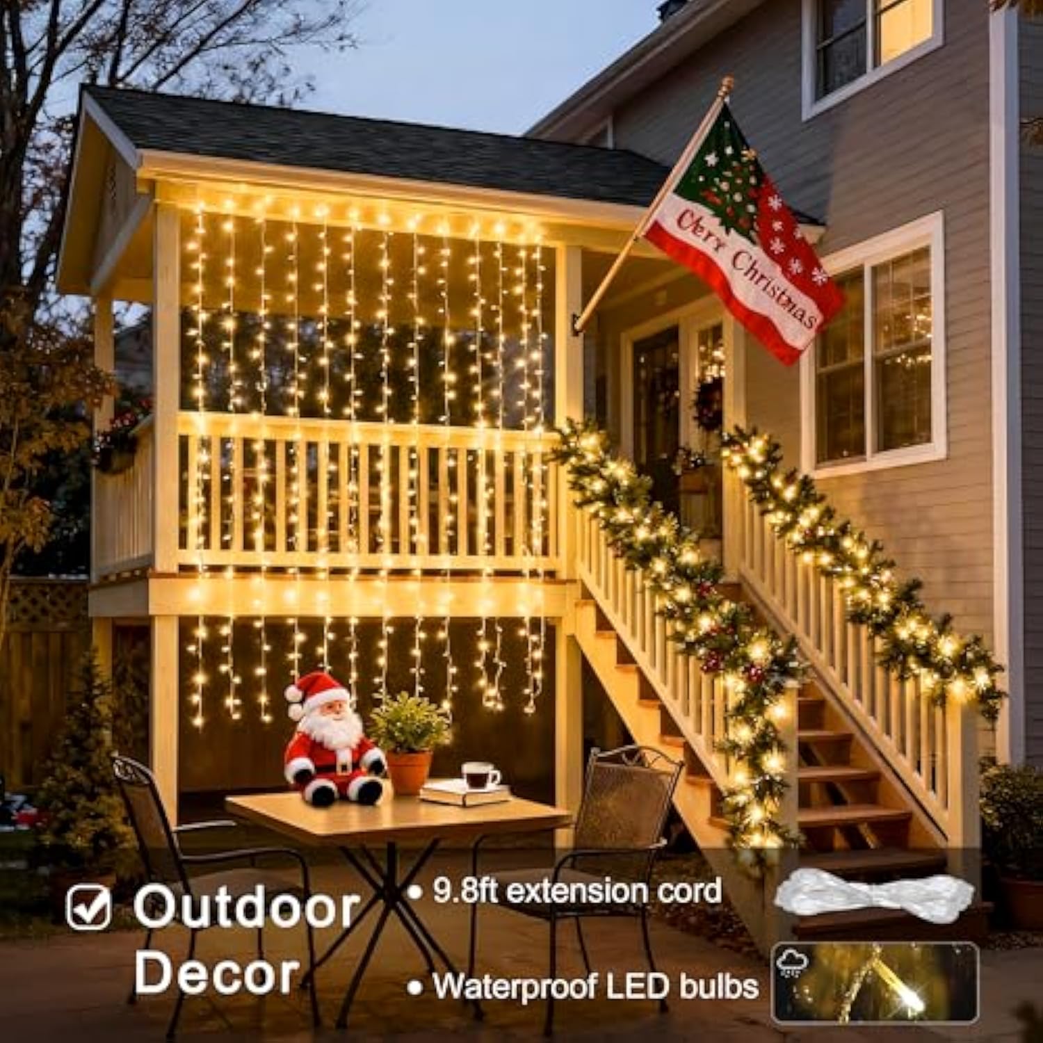 300 Led Remote Control Christmas Curtain Lights, Plug In Fairy Curtain Lights Outdoor, Window Wall Hanging String Lights For Bedroom Backdrop Wedding Party Indoor Patio Xmas Decor, Warm White