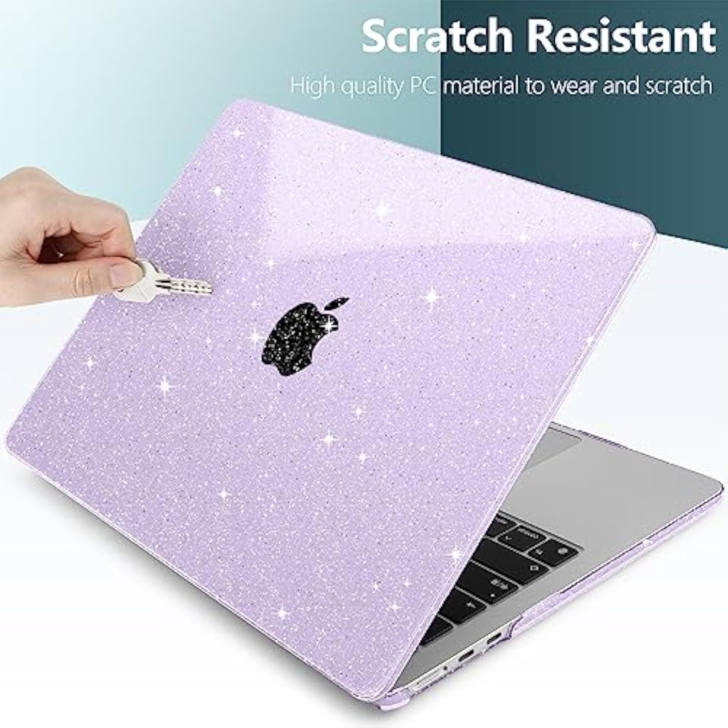 Compatible With Macbook Air 13.6 Inch Case M4 M3 M2 2025 2024 2023 2022 A3240 A3113 A2681, Glitter Bling Plastic Hard Shell & Keyboard Cover For Macbook Air M4 13 Inch Case, Star Purple