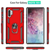 For Samsung Galaxy Note 10 Plus Case With Screen Protector:[Military Grade Drop Tested] Ring Holder Kickstand Shockproof Anti-Slip Protective Phone Case For Note 10 Plus 6.8- Red