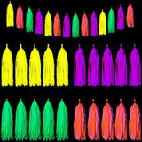 88 Pcs Glow Neon Party Supplies Including Neon Paper Garland 20 Pieces Paper Tassels Garland And Triangle Flags Bunting For Birthday Wedding Black Light Reactive Uv Glow Party Decorations