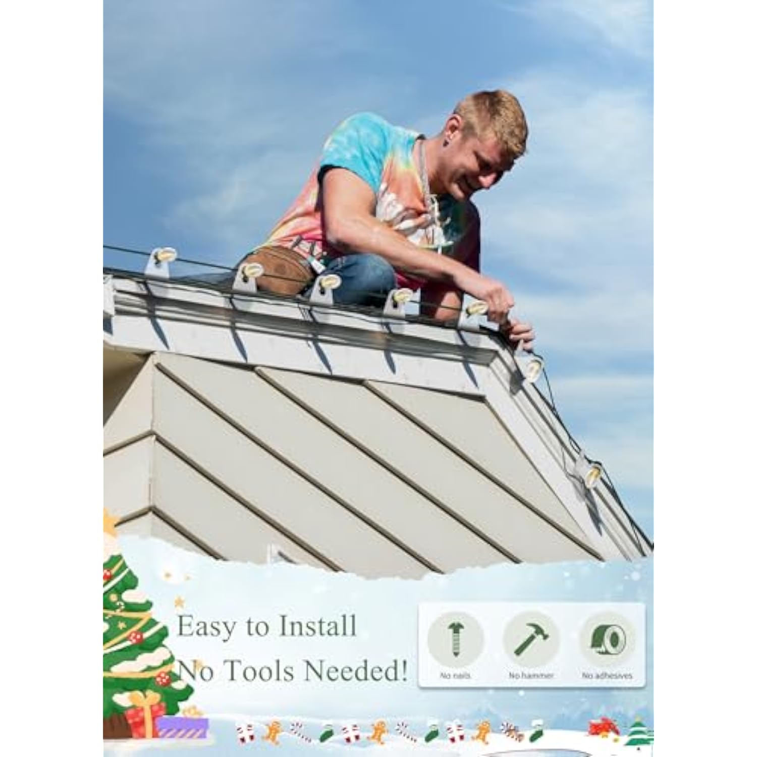 All In One Christmas Light Clips, Universal Gutter Hooks And Shingle Clip For C7, C9 And Mini Lights, 400 Pack