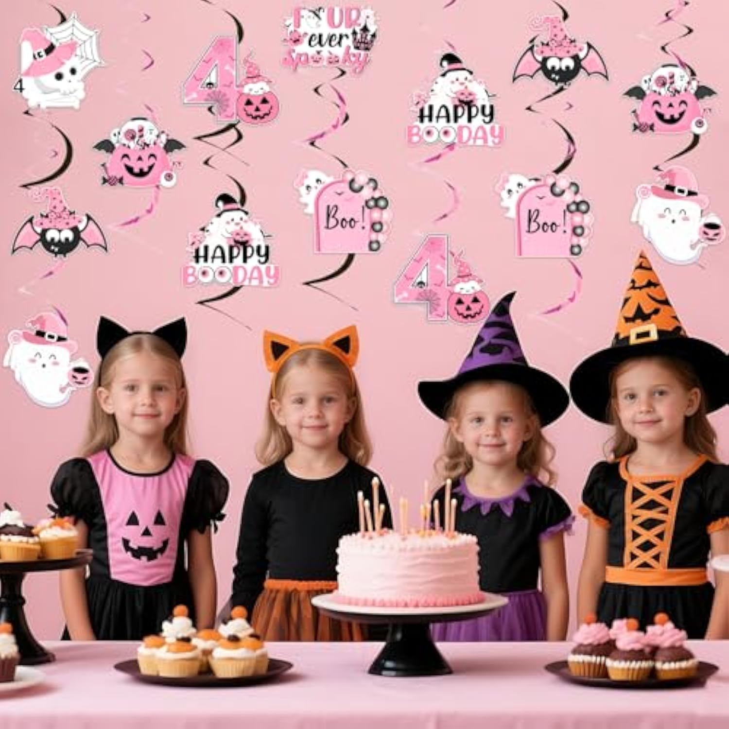 24PCS Halloween Birthday Hanging Swirls with Witch, Ghost & Pumpkin Foil Decor