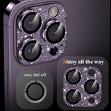 For Iphone 14 Pro/Iphone 14 Pro Max Camera Lens Protector, [4Th Gen New Bling Design] Glitter Shiny Diamond Metal Ring Tempered Glass Back Camera Screen Protector Lens Cover (Purple)