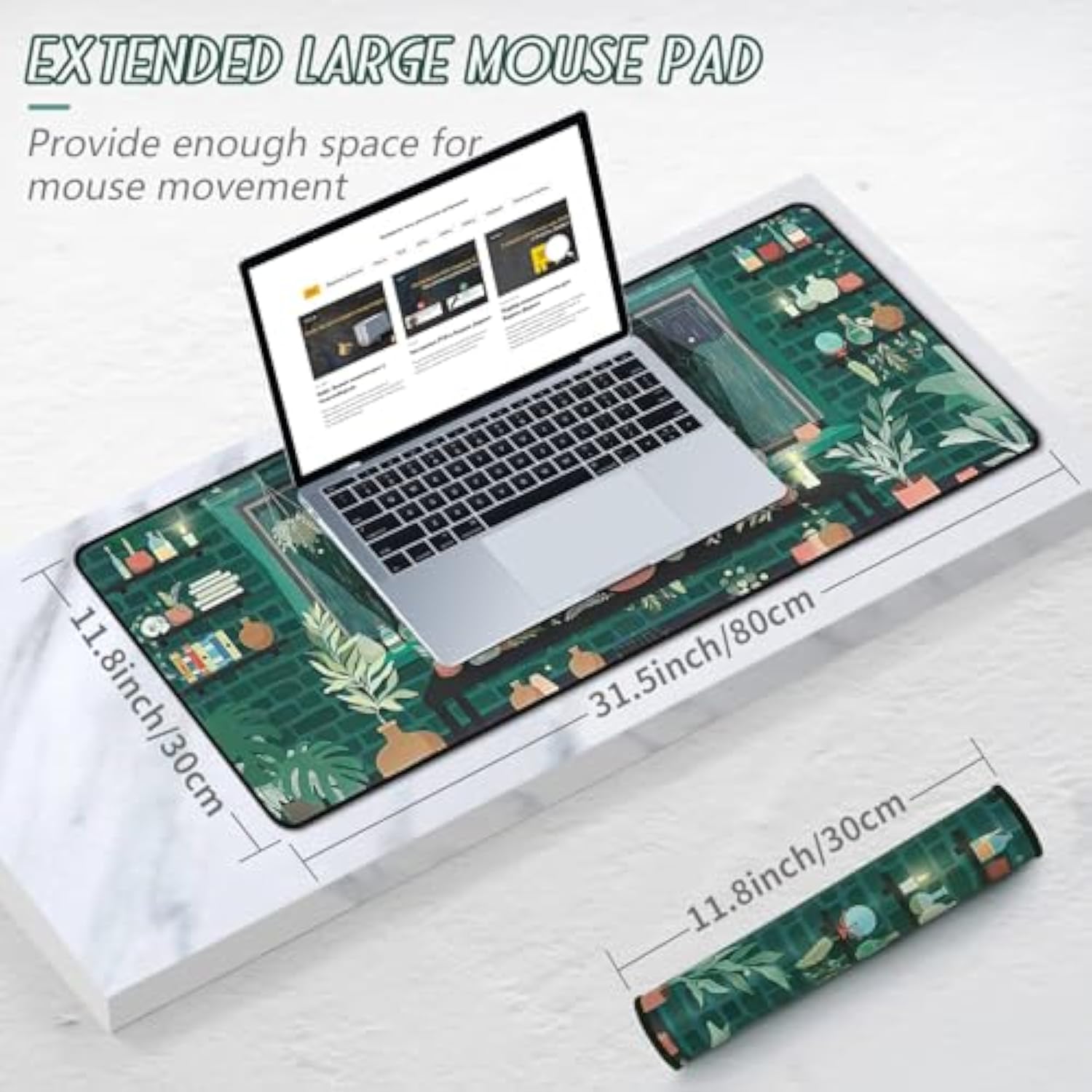 Gaming Desk Pad (31.5 X 11.8 X0.12 Inch) Washable Laptop Desk Mat, Japanese Anti-Slip Rubber Base, Extended Mouse Pad For Office & Home