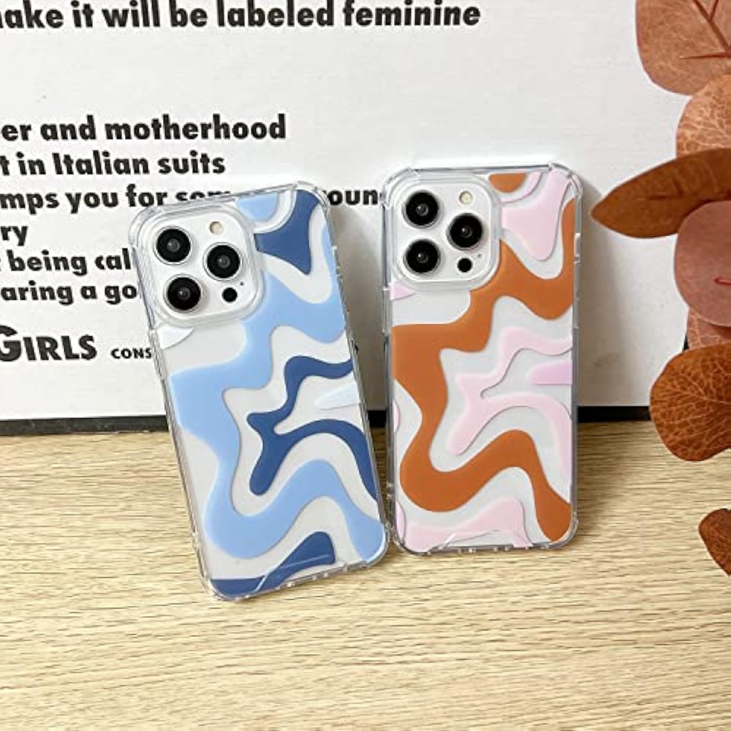 Compatible With Iphone 14 / Iphone 13 Phone Case, Cute Art Wavy Painted For Women Girls, Soft Tpu Edge Pc Back Protective Shockproof Phone Case-Blue (Iphone 14 / Iphone 13)
