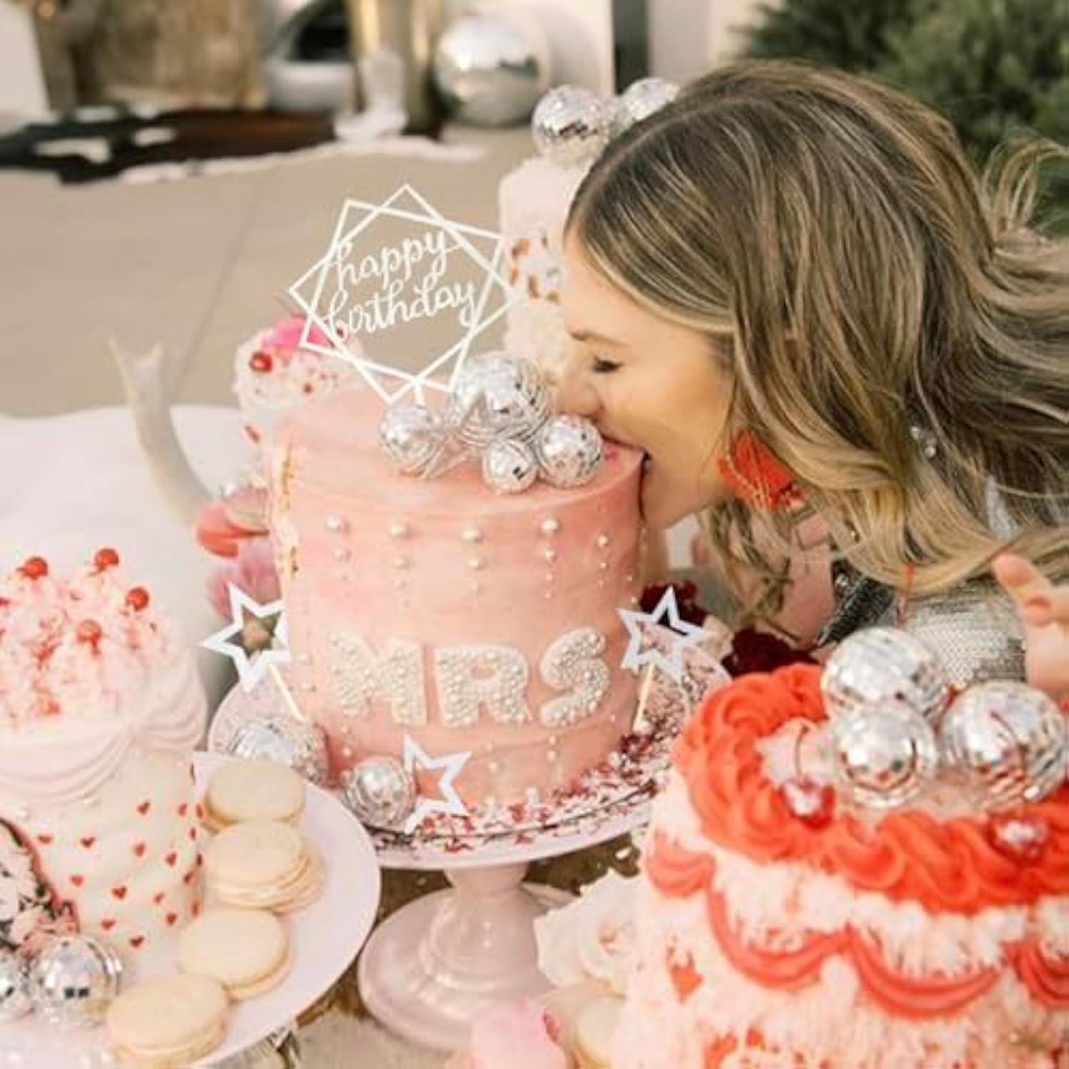 33Pcs Disco Ball Cake Toppers Silver Disco Balls Cake Decorations With Mirror Balls Happy Birthday Cake Topper And Star Cake Toppers For 70S 80S Disco Music Dance Themed Party Decorations Supplies