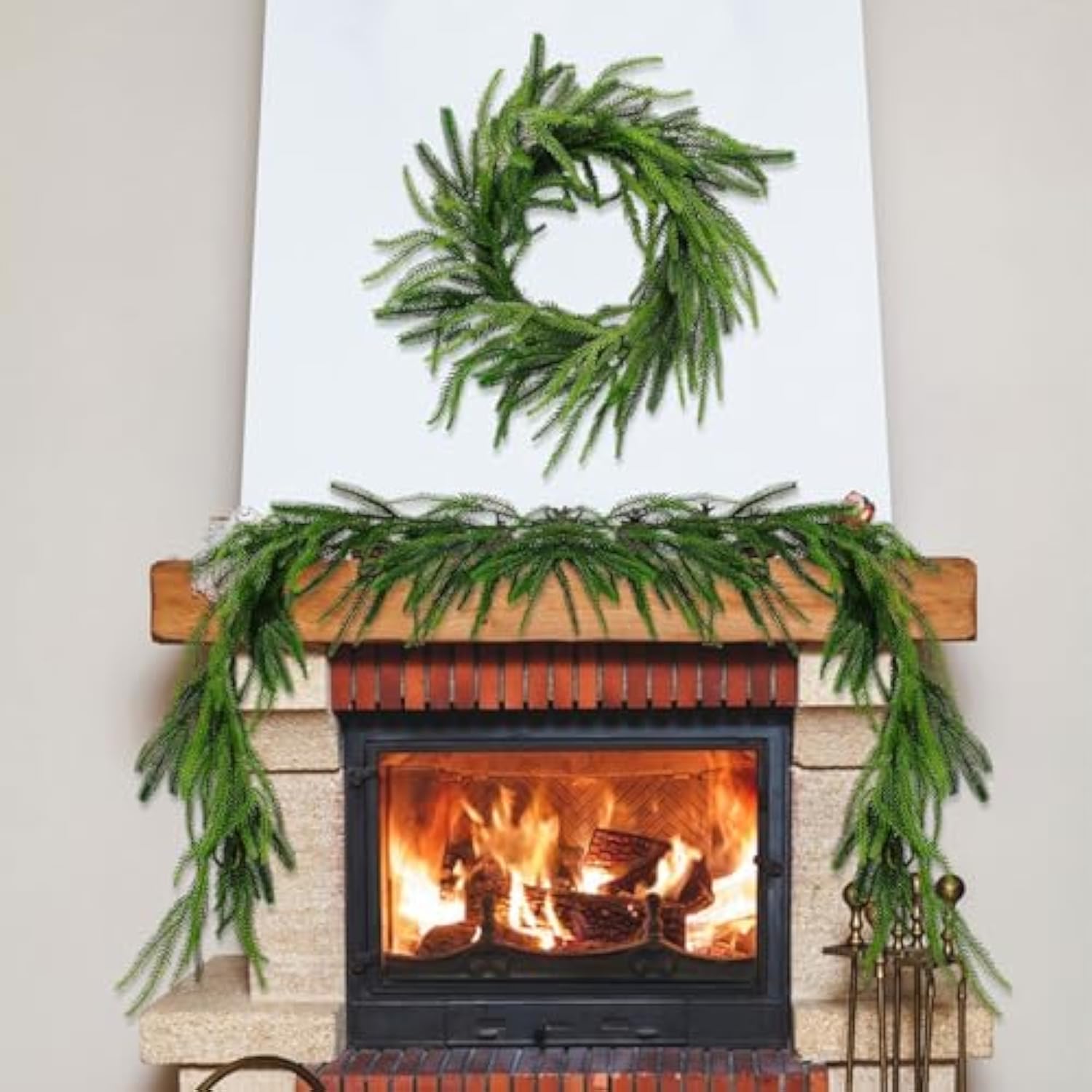 2 Pack Christmas Real Touch Norfolk Pine Garland Table Garland, 6Ft Artificial Faux Greenery Garlands For Mantle Indoor Home Decor Xmas Holiday Seasonal