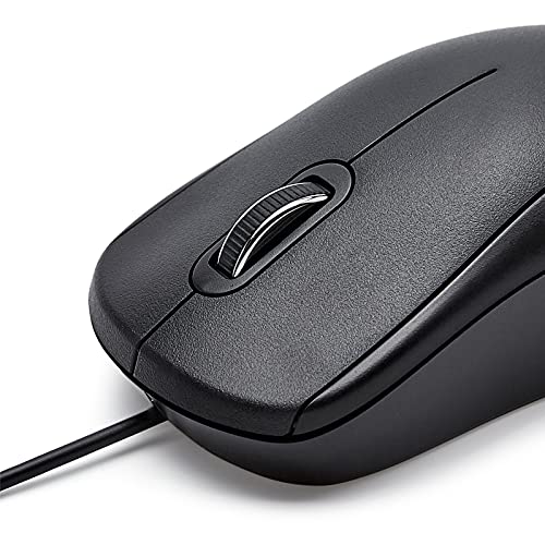 Basics 3-Button Usb Wired Mouse With Precision Scroll Wheel, 1000 Dpi, Ergonomic Grip, Plug And Play, 6-Foot Cable, Black