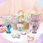 3 Pcs Table Decorations Rainbow Unicorn Metallic Gleam Foil Spray Centerpieces Unicorn Model Branches Leaf Glitter Plastic Spray Table Centerpieces For Party Birthday Graduation