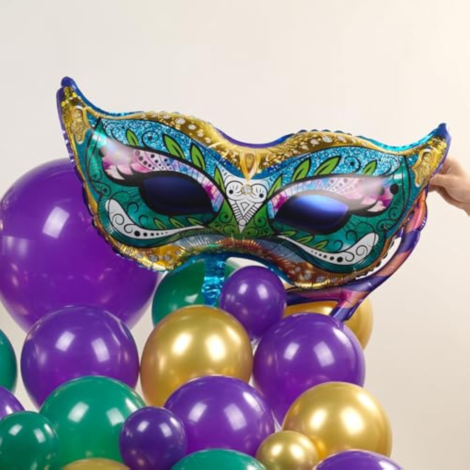 Mardi Gras Purple Green Gold Balloon Garland Arch Kit 106 Pcs With Large Mylar Star Crown Mardi Mask Balloons For 2025 Christmas Birthday Masquerade Fat Tuesdaytheme Decorations