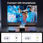 Mini Projector | 4K Support 200" Giant Screen | 500 Ansi Lumens, Bluetooth 5.2 | Portable Outdoor Movie Projector Compatible With Tv Stick/Phone/Hdmi/Pc | Builtin Hifi Speaker