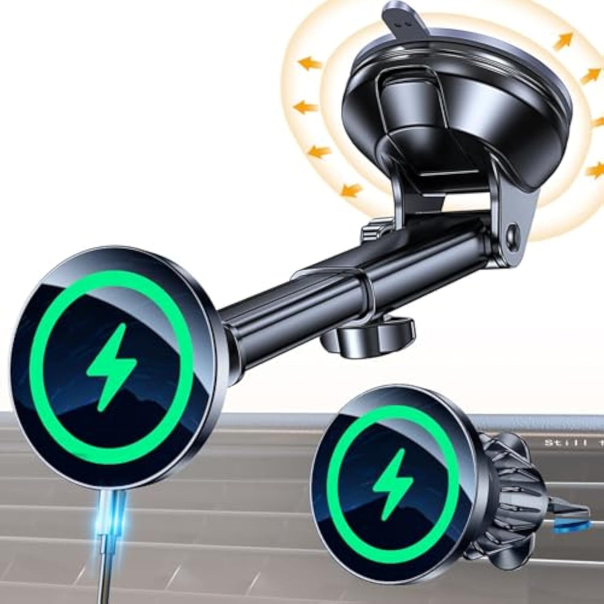 For Magsafe Car Mount Charger?Ultra Magnet?Magnetic Phone Holders For Your Car Charger?Windshield+Vent+Dash?Magnetic Wireless Car Phone Holder Charger Car Mount For Iphone 16 Pro Max 15 14 13