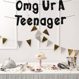 Glitter “OMG UR a Teenager” Banner for 13th Birthday Parties