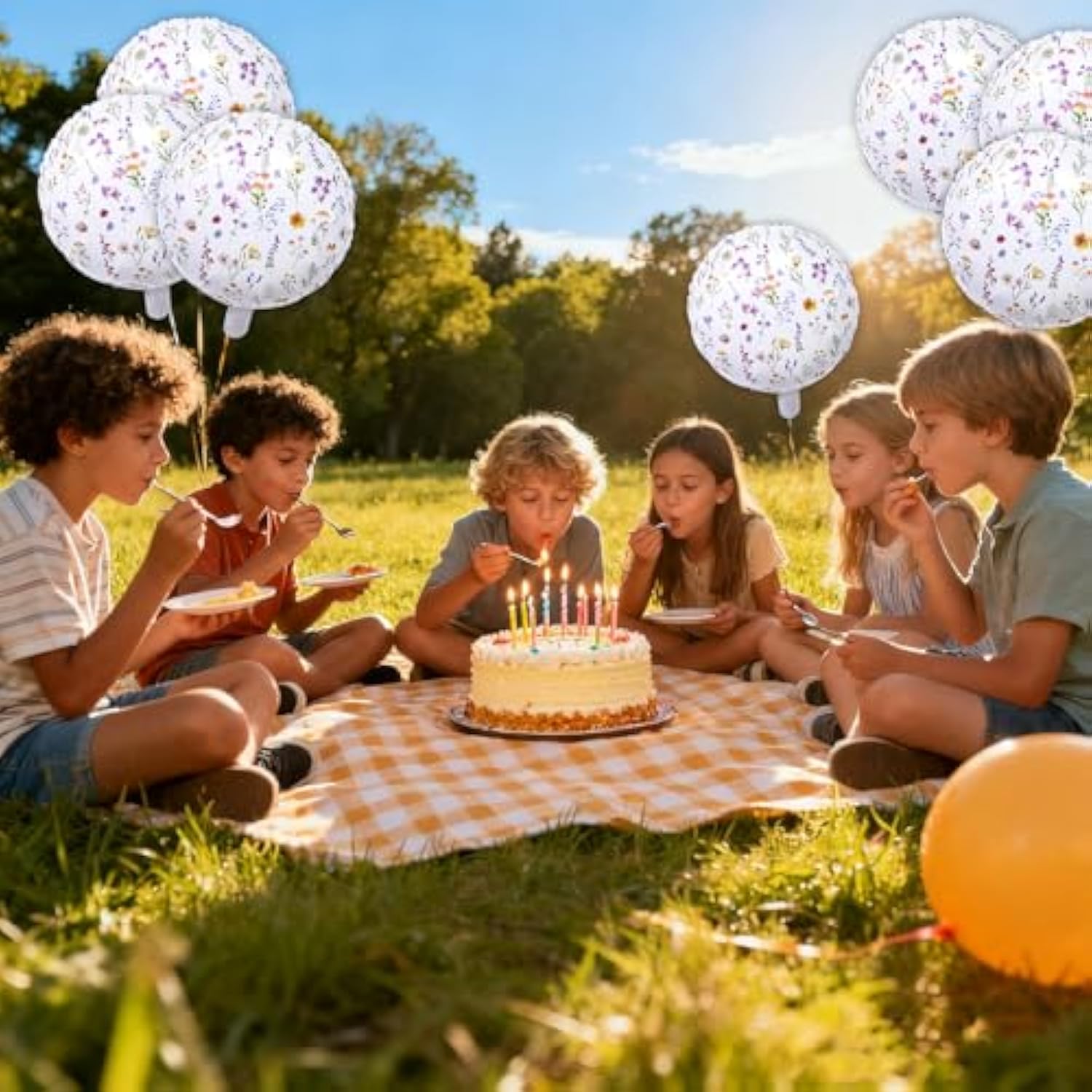 8Pcs Wildflower Balloons Decoration, 18In Spring Floral Theme Foil Balloons For Birthday Party Decor Supplies