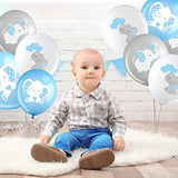 45-Pcs Blue, Gray & White Elephant Balloons Baby Shower & Gender Reveal Decor