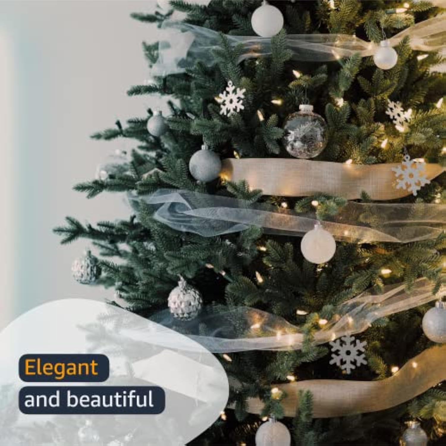 7405.60/50-603 Snowflake 2.5" X 50 Yd Nylon Sheer Wired Glitter Ribbon